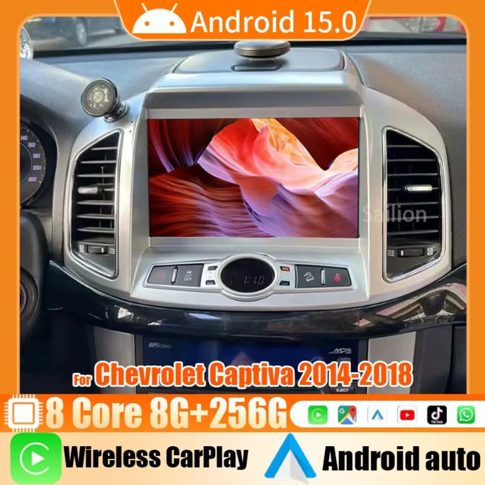 8"Android15 IPS Reversing Screen For Chevrolet Captiva 2014 2015 2016 2017 2018 Car Stereo Radio Wireless Carplay GPS Navigation