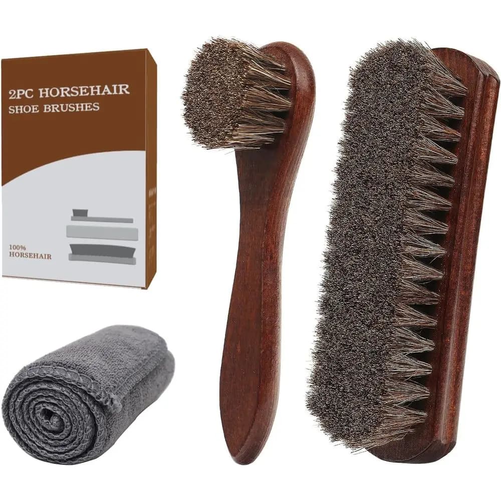 3-Piece Hair Shoe Brush Set: Premium Cleaning Kit for Polishing Leather, Suede Shoes, Boots, Bags & Cars