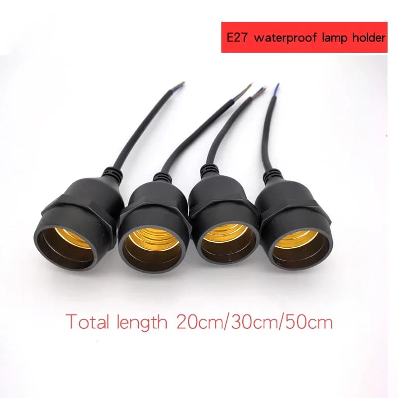 20 cm/30 cm/50 cm/200 cm IP67 Waterproof LED cable with E27 lamp holder for exterior Light screw cap Integrated fire retardant connector