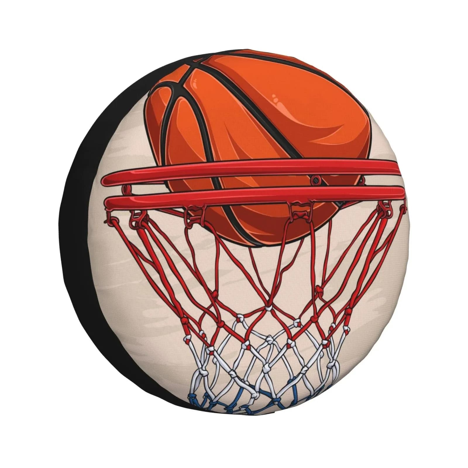 Copriruota rotondo con stampa grafica Basketball Slam Dunk, protezione per ruota di scorta in poliestere
