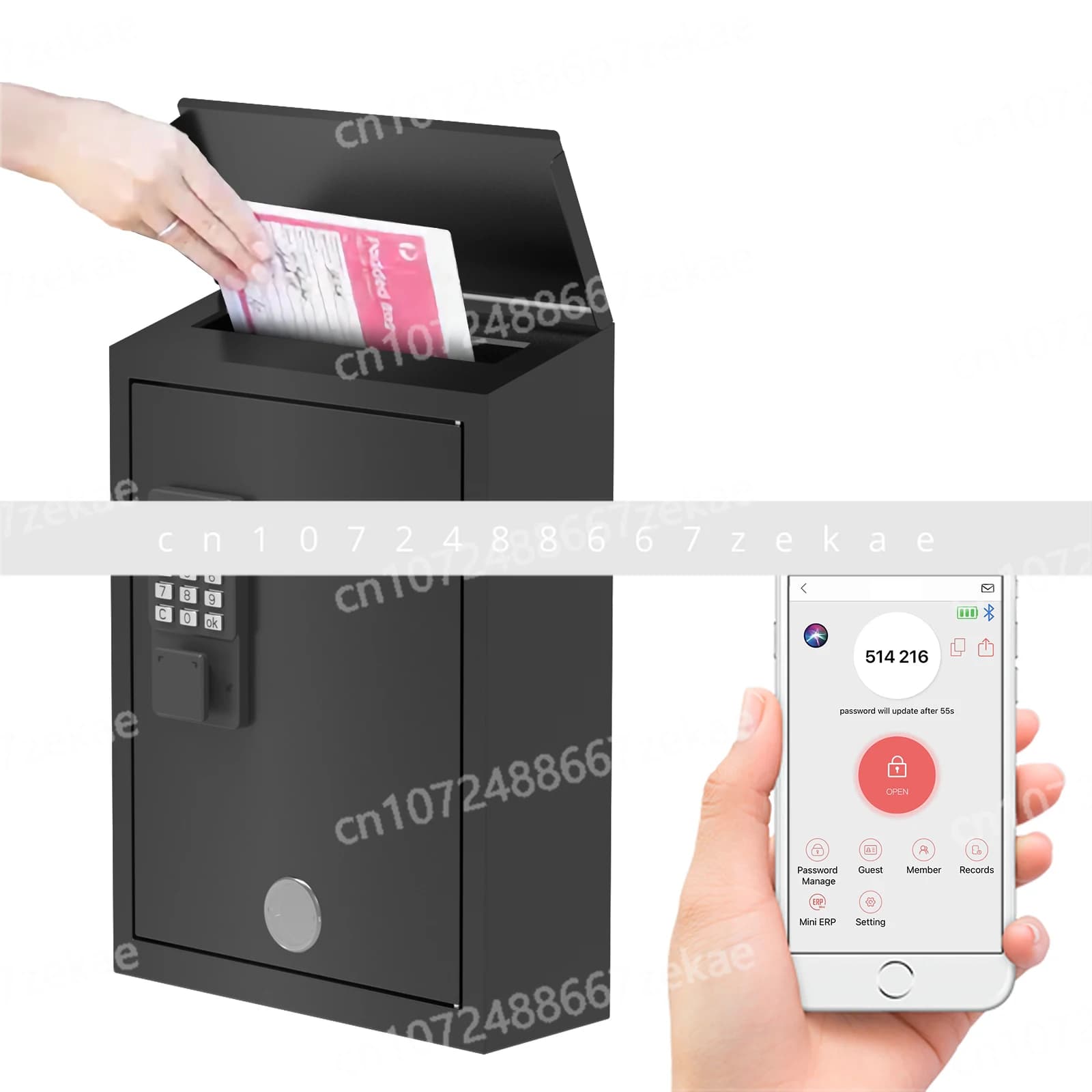 Cassetta postale moderna residenziale montata a parete con cassetta postale digitale Smart Lock