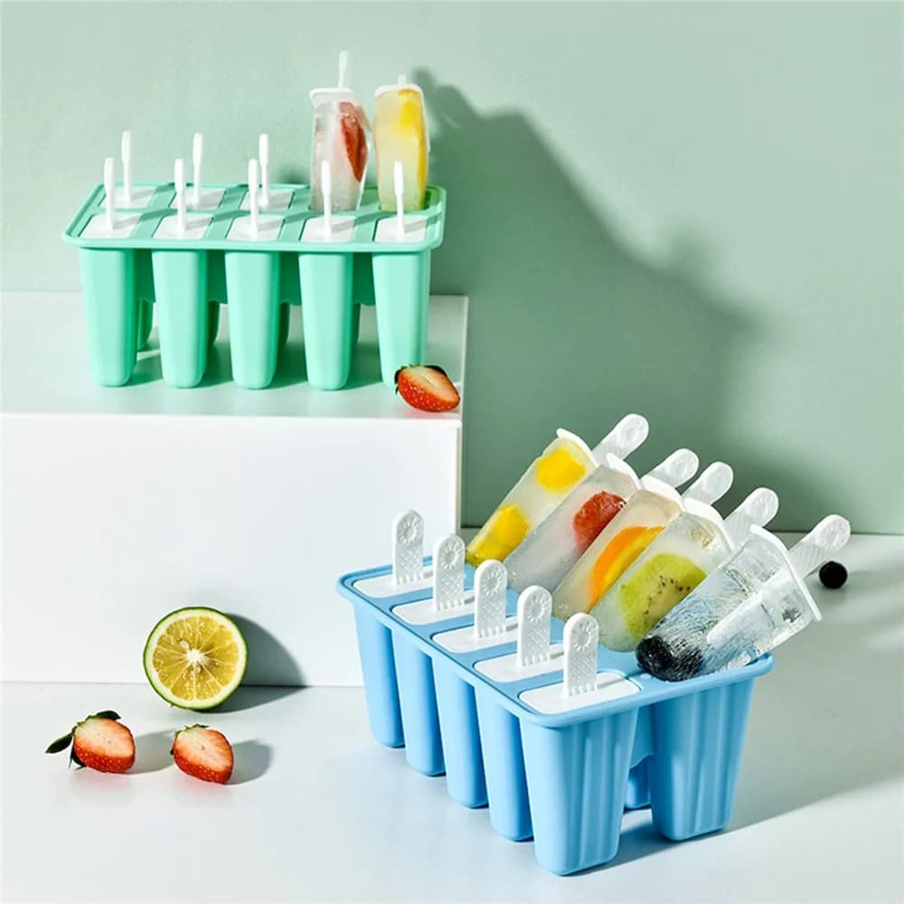 Stampi per ghiaccioli in silicone a 6/10 fori, senza BPA, riutilizzabili, facili da sformare, per realizzare ghiaccioli.