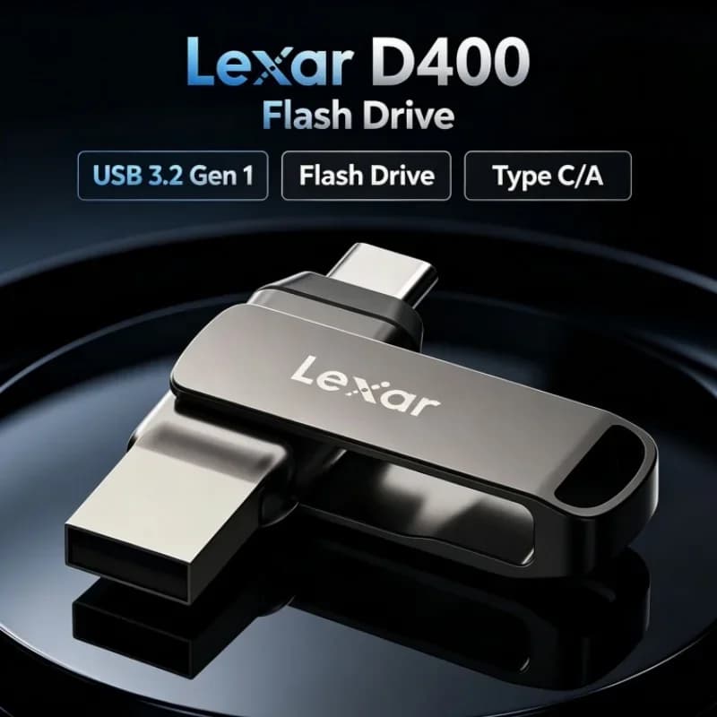 Lexar JumpDrive D400 USB 3.2 Gen 1 Dual Drive USB Flash Drive 32GB 64GB 128GB 256GB Dual Slot Type C/A For Smartphone/PC/Mac