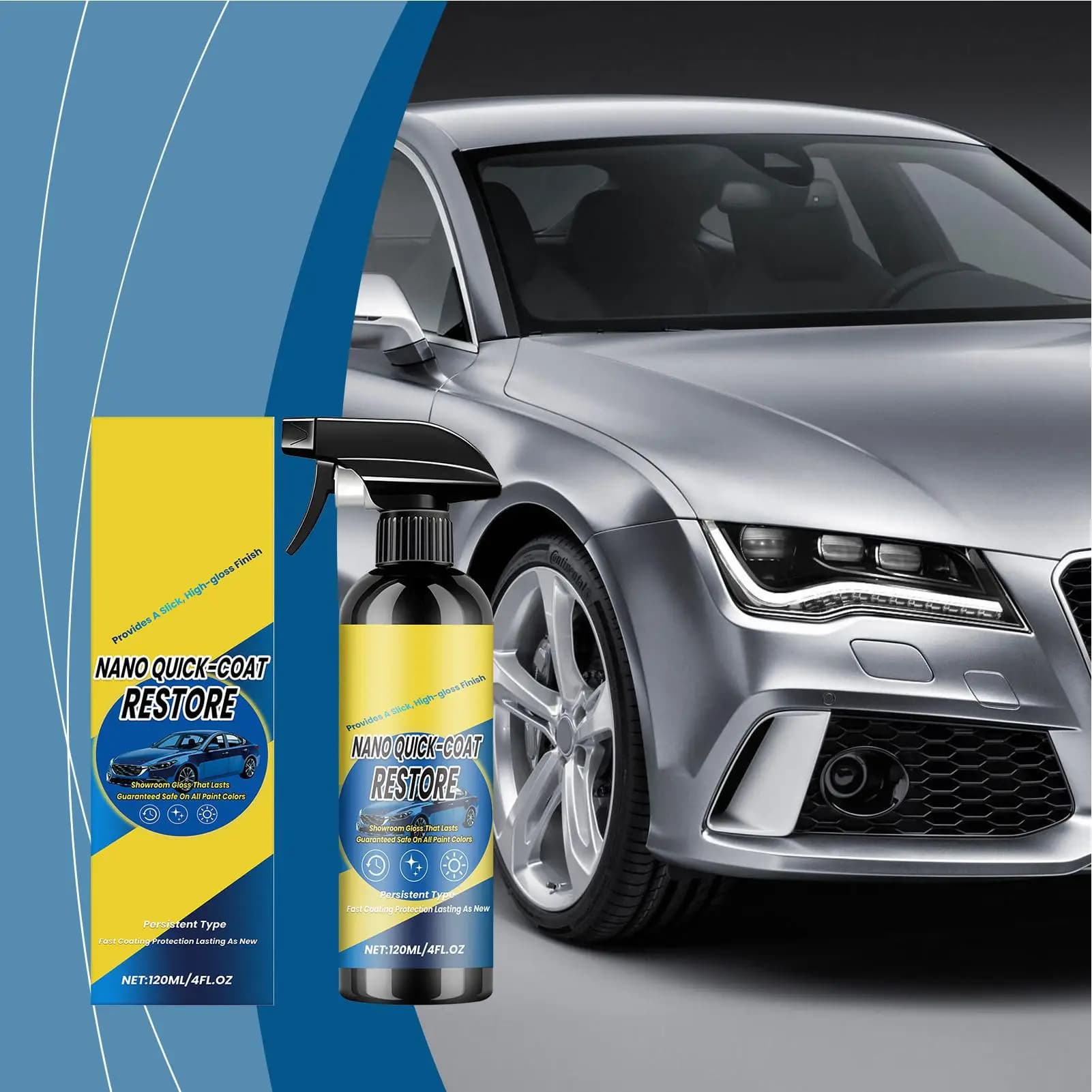 Spray Cera per Auto 120ml, Agente Lucidante a Lunga Durata, Spray per Rivestimento Ceramico per Esterni, Fari, Finiture, Nautica e Moto