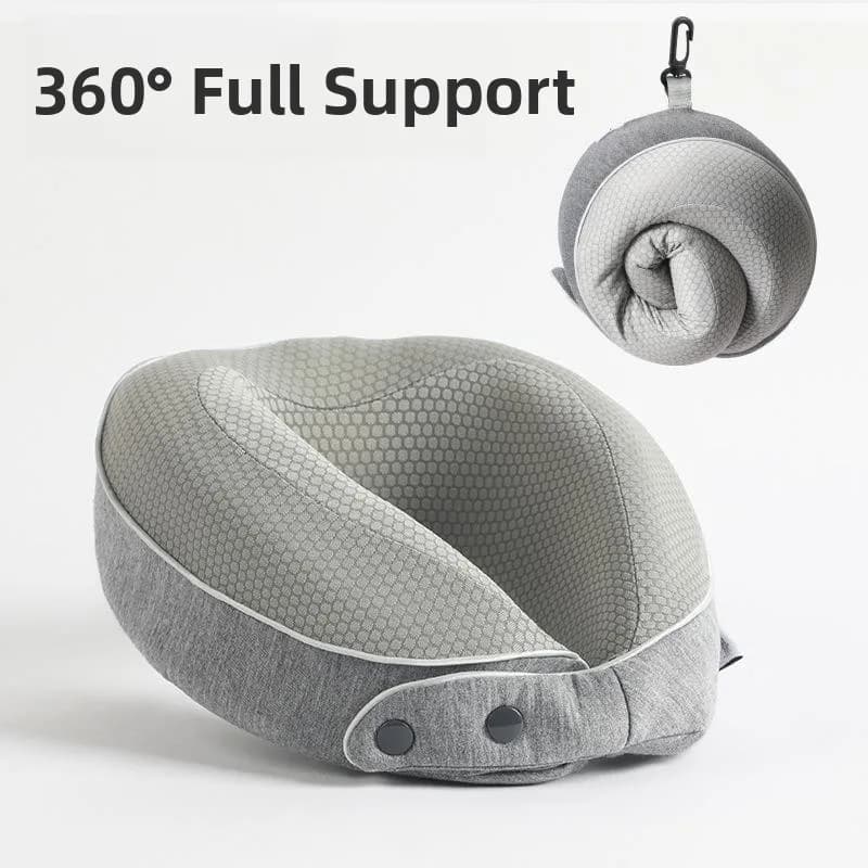 Cuscino a U in Memory Foam, Comodo da Riporre, per Viaggi e Uso Domestico, Supporto per il Collo, Cuscino per Pisolino, Regolabile, Elastico e Pieghevole