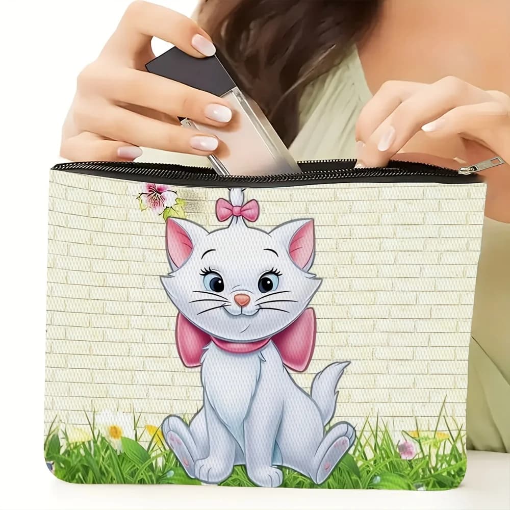 1 cosmetic bag Marie Aristocats, portable makeup bag with zipper, ideal for storing daily cosmetics and travel, a nice gift.