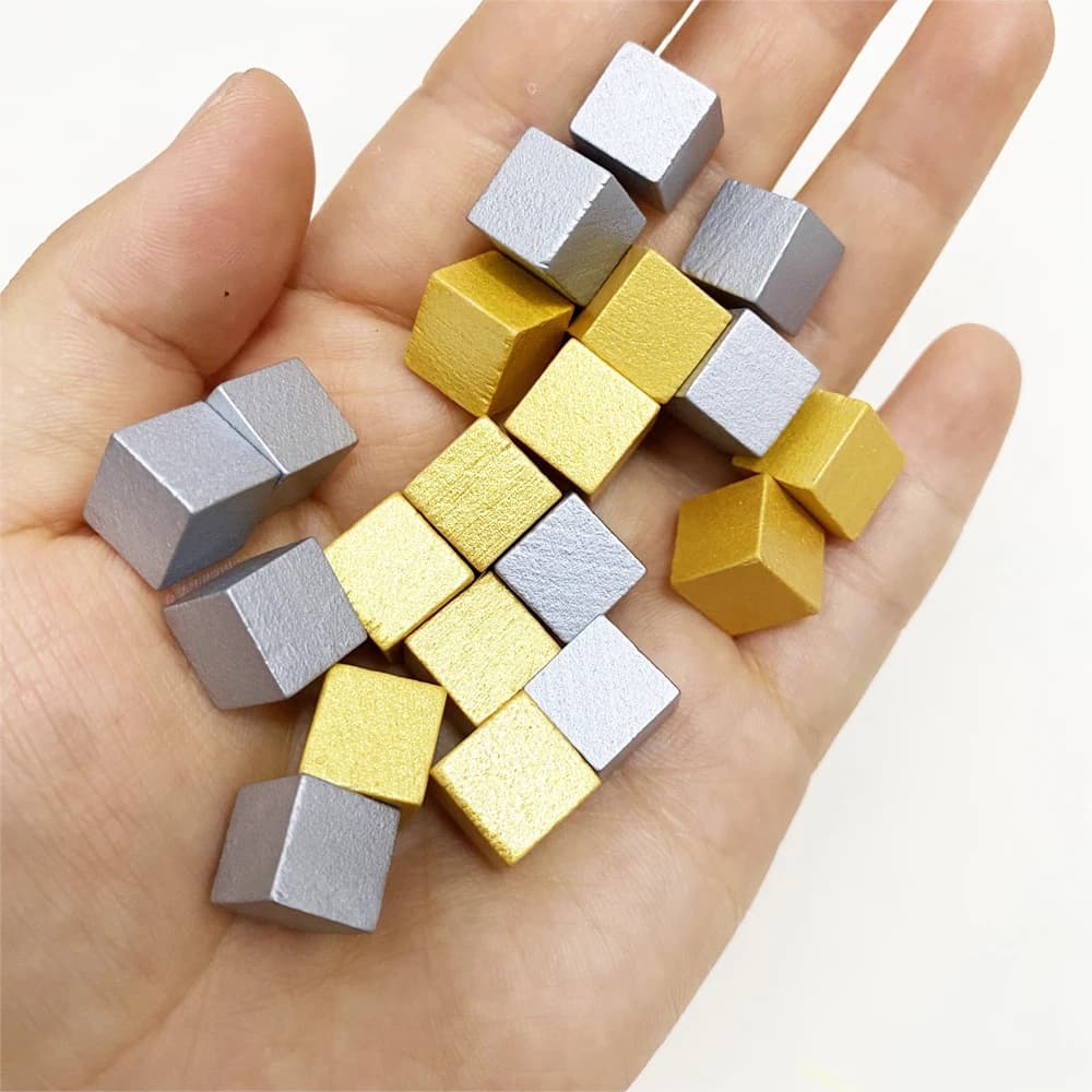 50/100 Pz/set 10mm Oro/Argento Colore Metallo Legno Angolo Quadrato Dadi Vuoti Pezzo degli Scacchi Ad Angolo Retto Cubi Per Puzzle gioco da tavolo