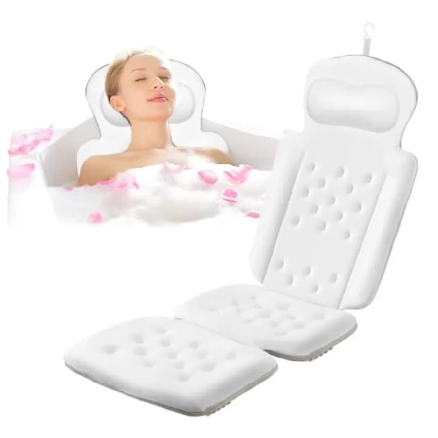 Cuscino da Bagno Lussuoso per Vasca, Cuscini per Vasca con Sacchetto a Rete, Cuscino per Poggiatesta e Supporto Collo e Schiena
