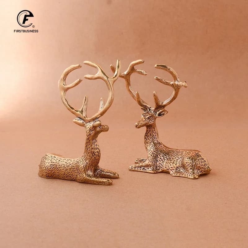 Rame Sika Deer elk da tavolo piccoli ornamenti figurine di animali in ottone Vintage decorazioni per la scrivania accessori decorazioni per la casa artigianato