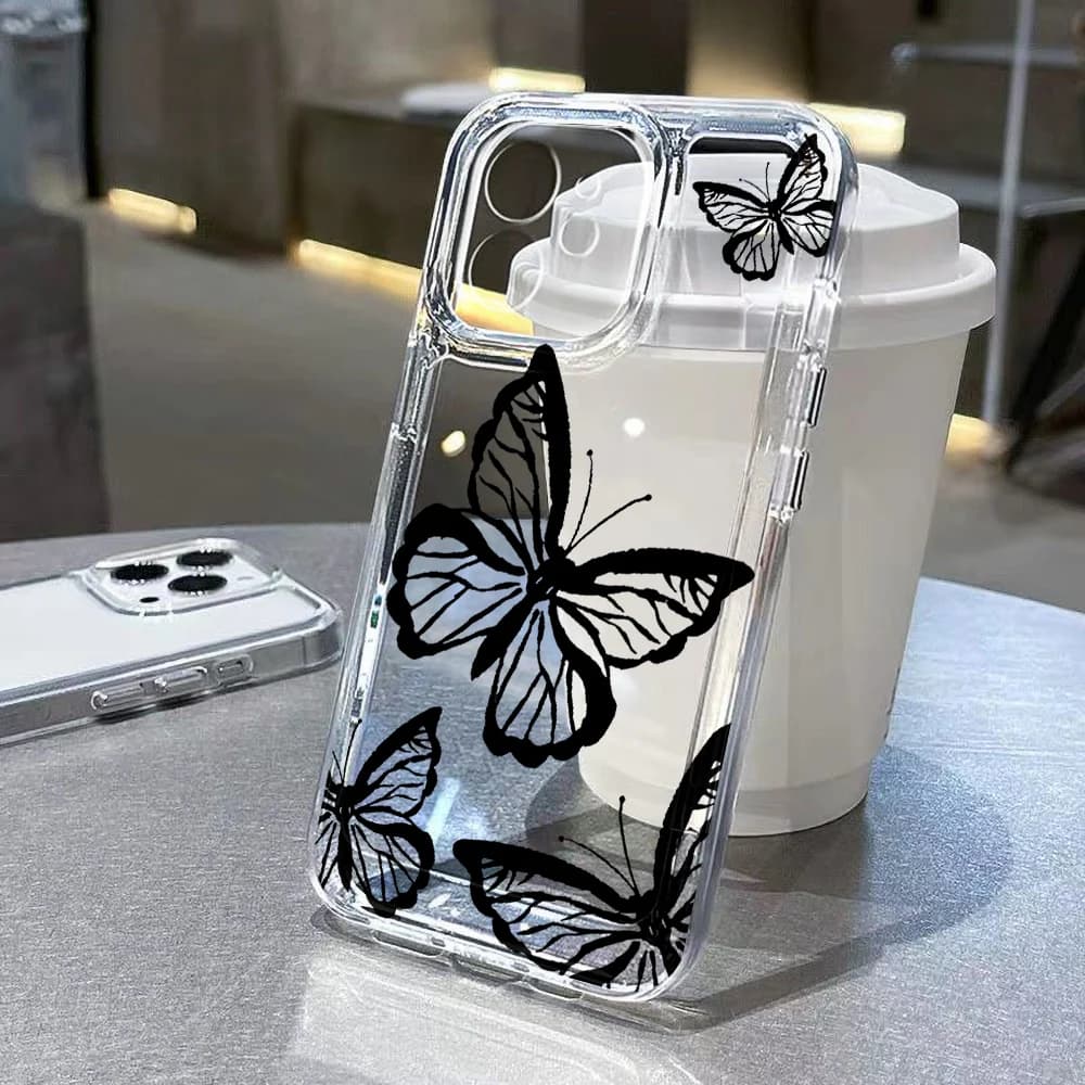 Cover Morbida Trasparente con Farfalle per Samsung S26 S25 Ultra S24 S23 S22 Plus A57 5G A37 A17 A07 A56 A36 A26 A55 5G A54 A33 A34 A35