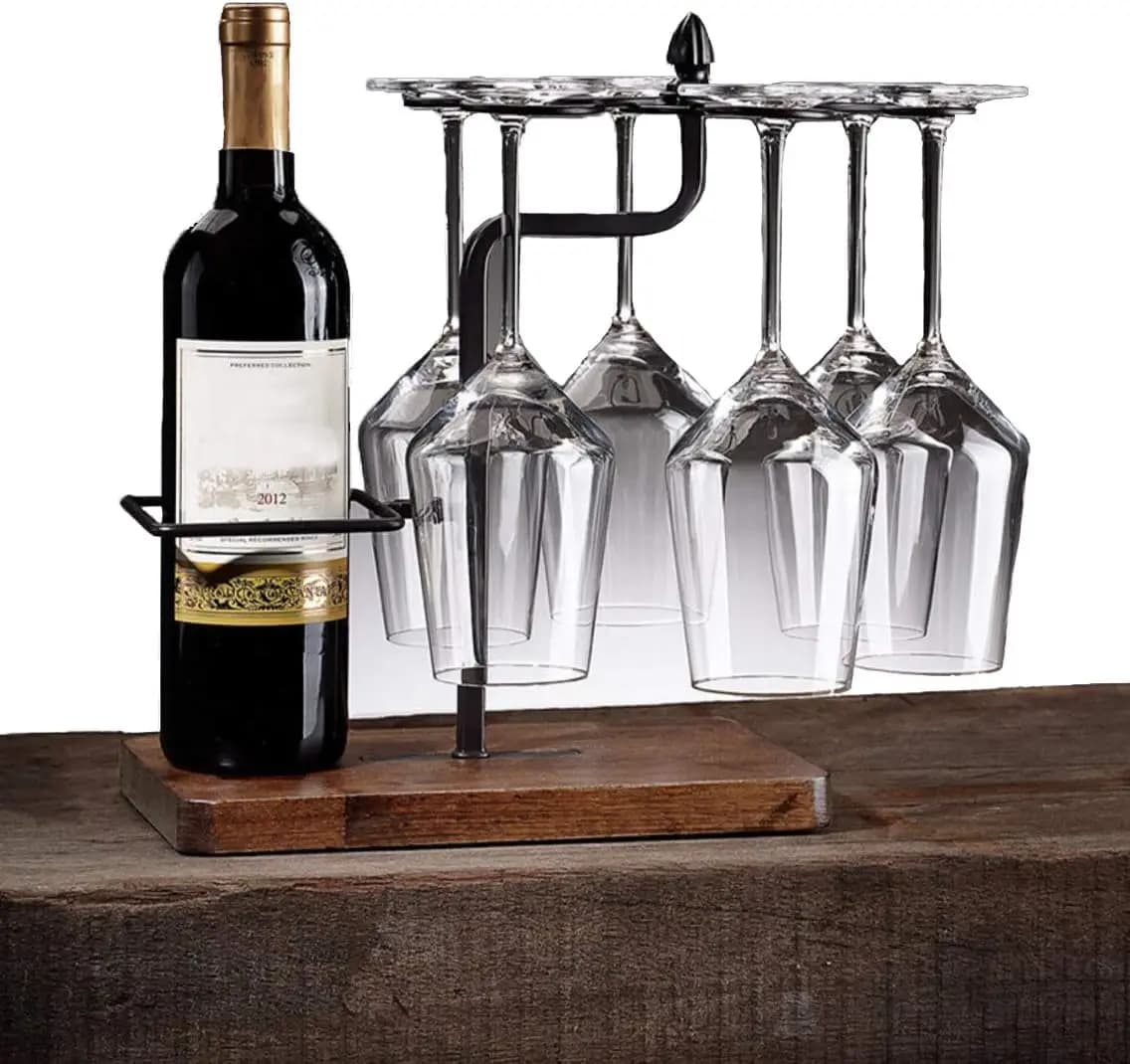 Portabicchieri in Metallo per Asciugatura Vini, Decorazione per Cucina e Bar, e Porta Posate