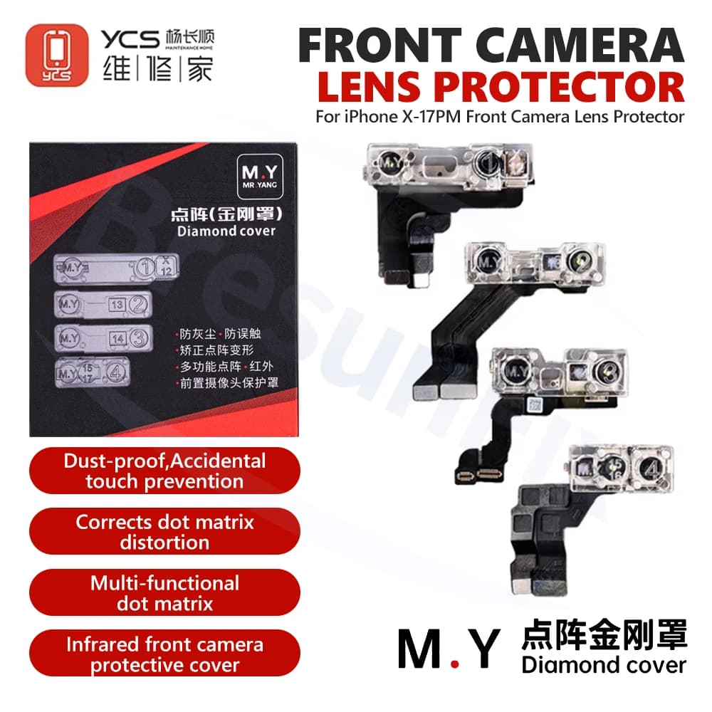 YCS M.Y. Protezione Lente Fotocamera Anteriore iPhone 4 Pezzi per iPhone X-17PM Strumento di Riparazione e Protezione Fotocamera Anteriore a Matrice di Punti Infrarossi