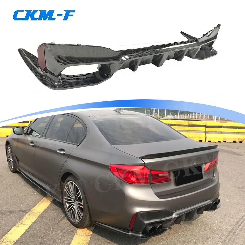 Dry Carbon Rear Lip Diffuser Splitters Flaps For BMW 5 Series F90 M5 Sedan 4 Door 2017-2022 3D Style Back Bumper Guard