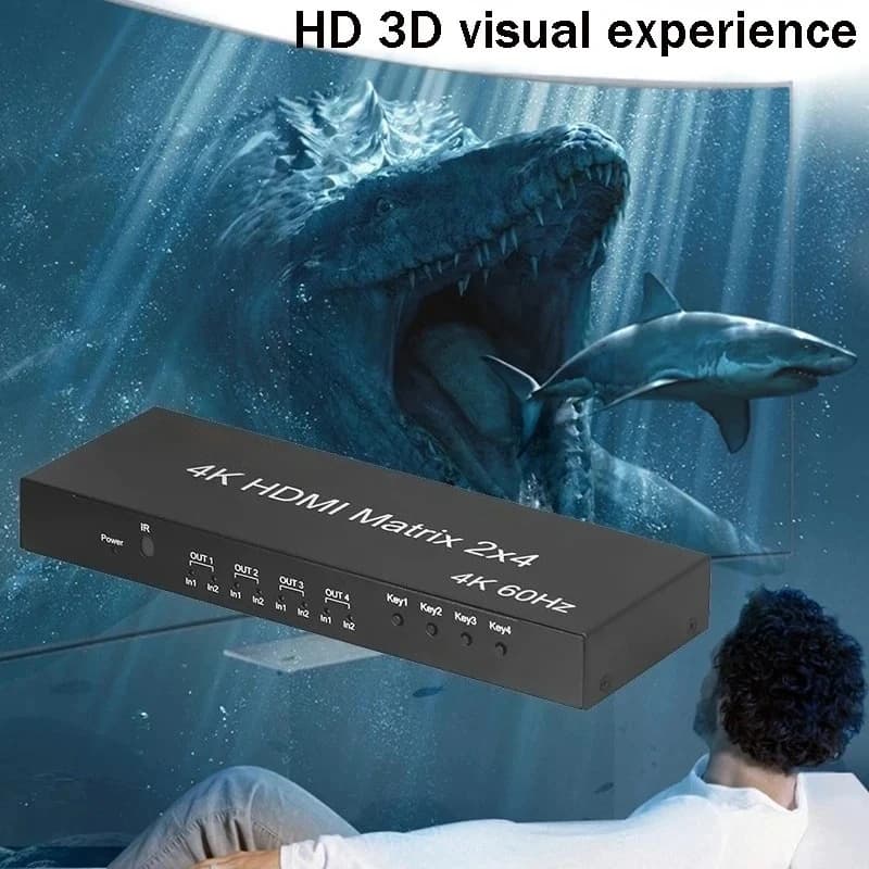 Matrice HD 4K 60Hz 2x4, Switcher Matrice HD 2 in 4 out, Splitter HD con Estrattore Audio AUX SPDIF per PC PS3/4 HDTV