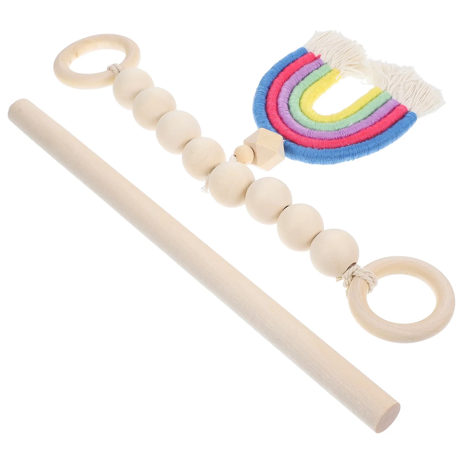 1Set Rainbow Tassel Bead Curtain Tiebacks Wooden Beads Rustic Decorative Curtain Holdbacks Home Drapery Pullbacks for Living