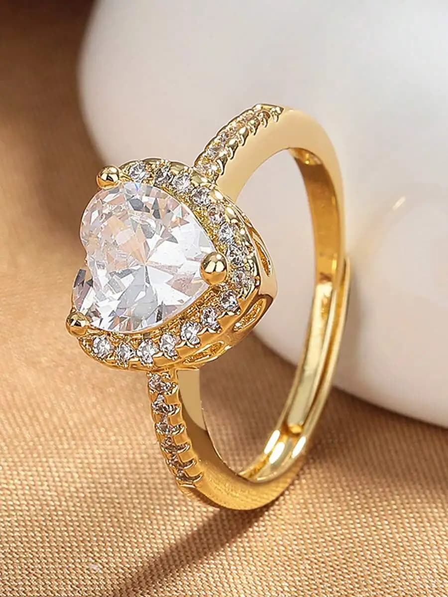 Anello alla moda a forma di cuore in acciaio inossidabile per donna, regalo di San Valentino