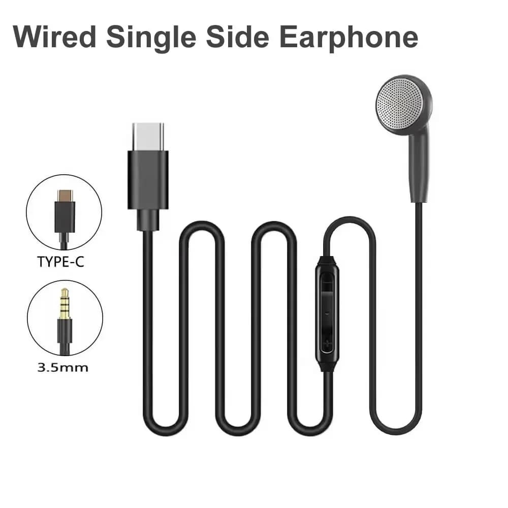 Cuffia USB C su un lato per Samsung S23 FE S22 S21 S20 A53 A54 3,5 mm/tipo C auricolare cablato con microfono per iPhone 15 16 Pro Max