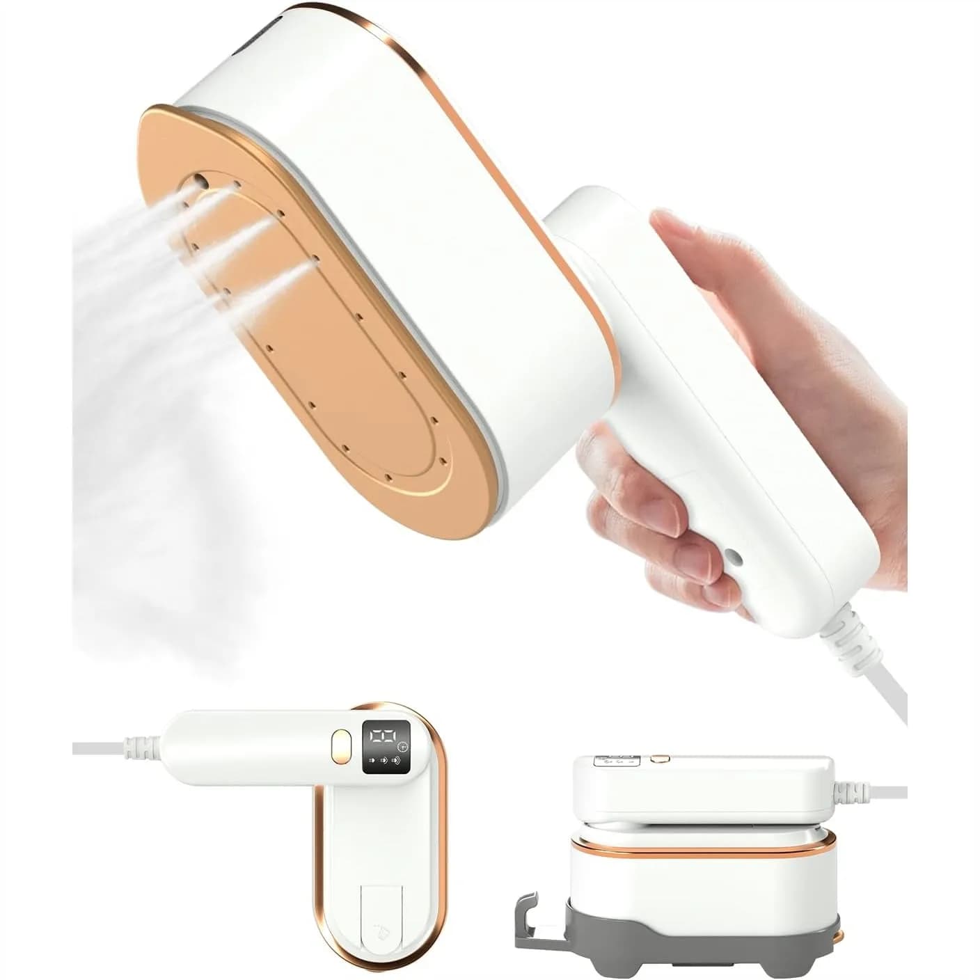 Vaporizzatore Portatile da Viaggio per Vestiti - 1200W con Schermo LCD, Riscaldamento Rapido per Casa e Viaggio