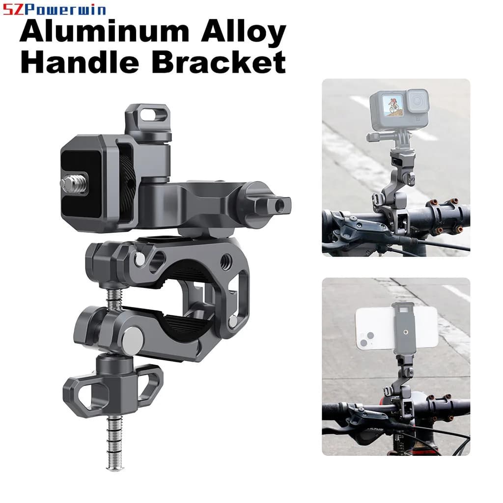 Universal 3-Axis Adjustable Ball Head Action Camera Bracket 3-Way Gimbal Motorcycles Bicycles Handlebar Aluminium Alloy Mount