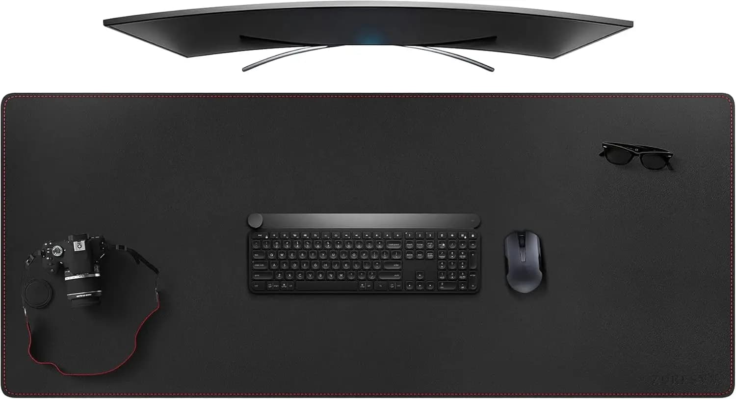 Tappetino per mouse da gaming extra large 4XL (140x60 cm) - Tappetino da scrivania in pelle PU con base antiscivolo, impermeabile, nero