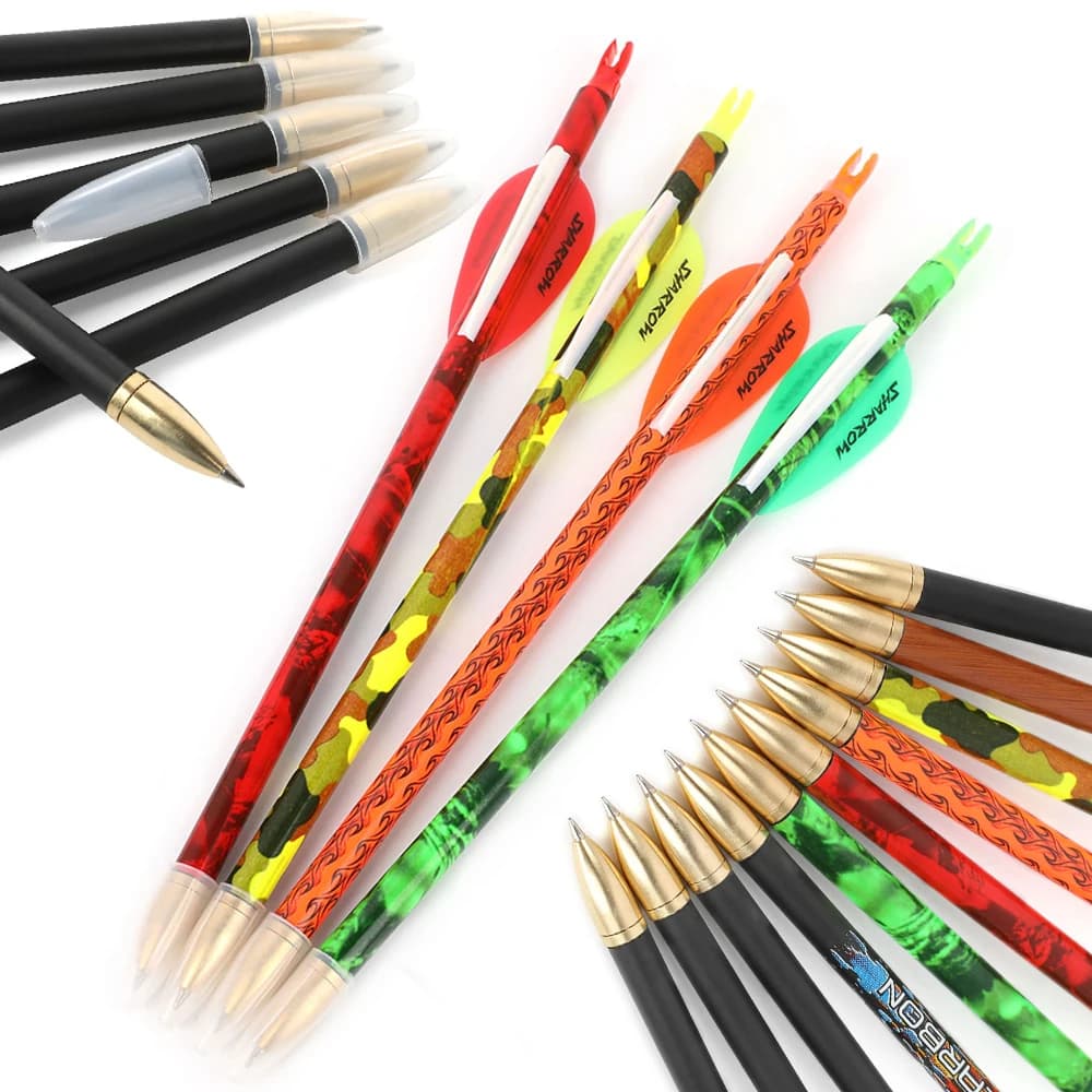 Penna a forma di freccia Novità regalo per tiro con l'arco per archi e uomini all'aperto Colori multipli 23,3 cm con ricarica sostituibile con albero in carbonio