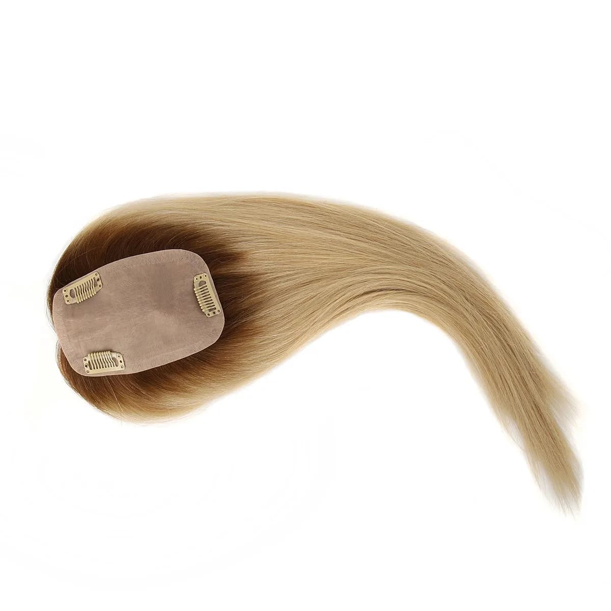TopUnique Natural Looking Human Hair Topper for Women Silk Injection Hair Piece Hair Extension to Conceal Thin Spot Or Hair Loss