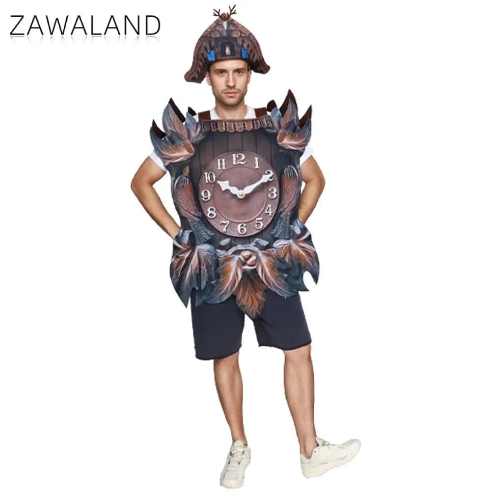 Zawaland Vintage watch costume with hat Halloween theatrical show dresses Man Funny cosplay dress for parties Adult festival dress