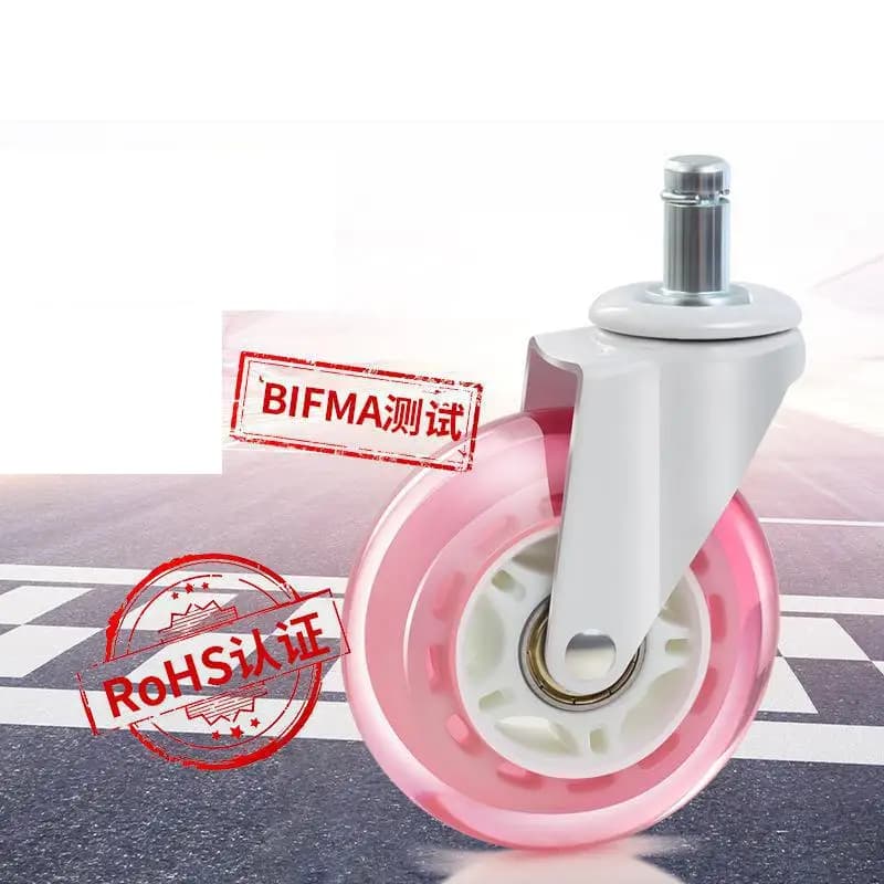 5 Pcs 3 Inch Pink Transparent PU Swivel Casters - Silent Office/gaming Chair Wheels