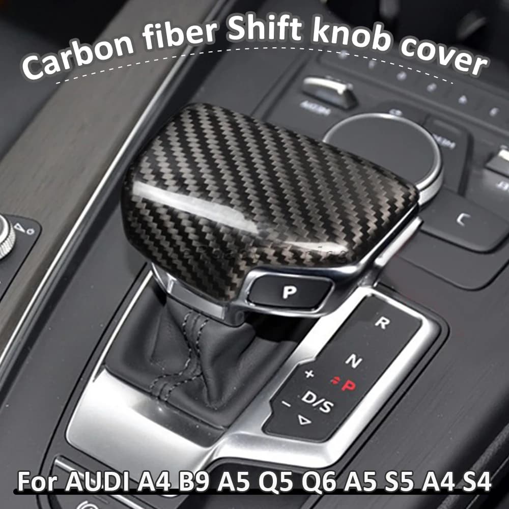 RHD Carbon Fiber Shift Knob Cover Gear Lever Stick Shifter Cap For AUDI A4 B9 A5 Q5 Q6 S5 S4 RS5 2021 2022 Car Accessories