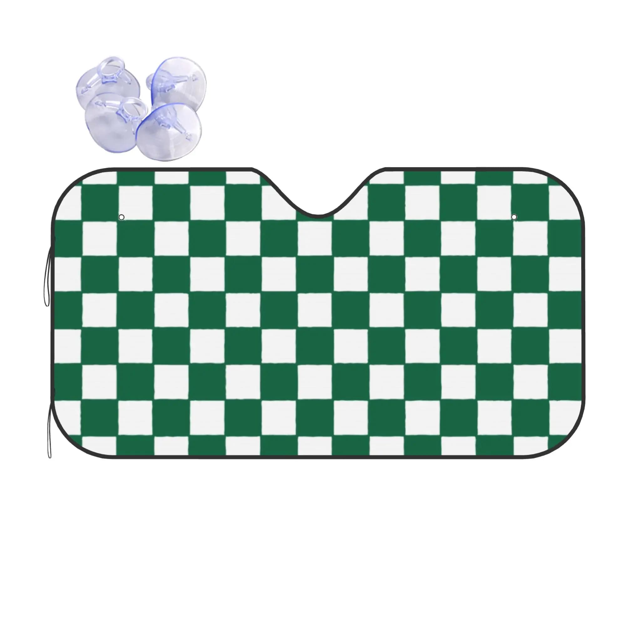 Windshield Sun Shade Car Green White Checkers Tattoo Design Collection Solar Reflector Visor Screen Cover Vehicle Windscreen