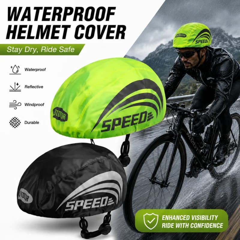 Bike Helmet Rain Cover, Waterproof Reflective Cycling Protector with Drawstring, Lightweight Cover for Road, MTB and Outdoor Use