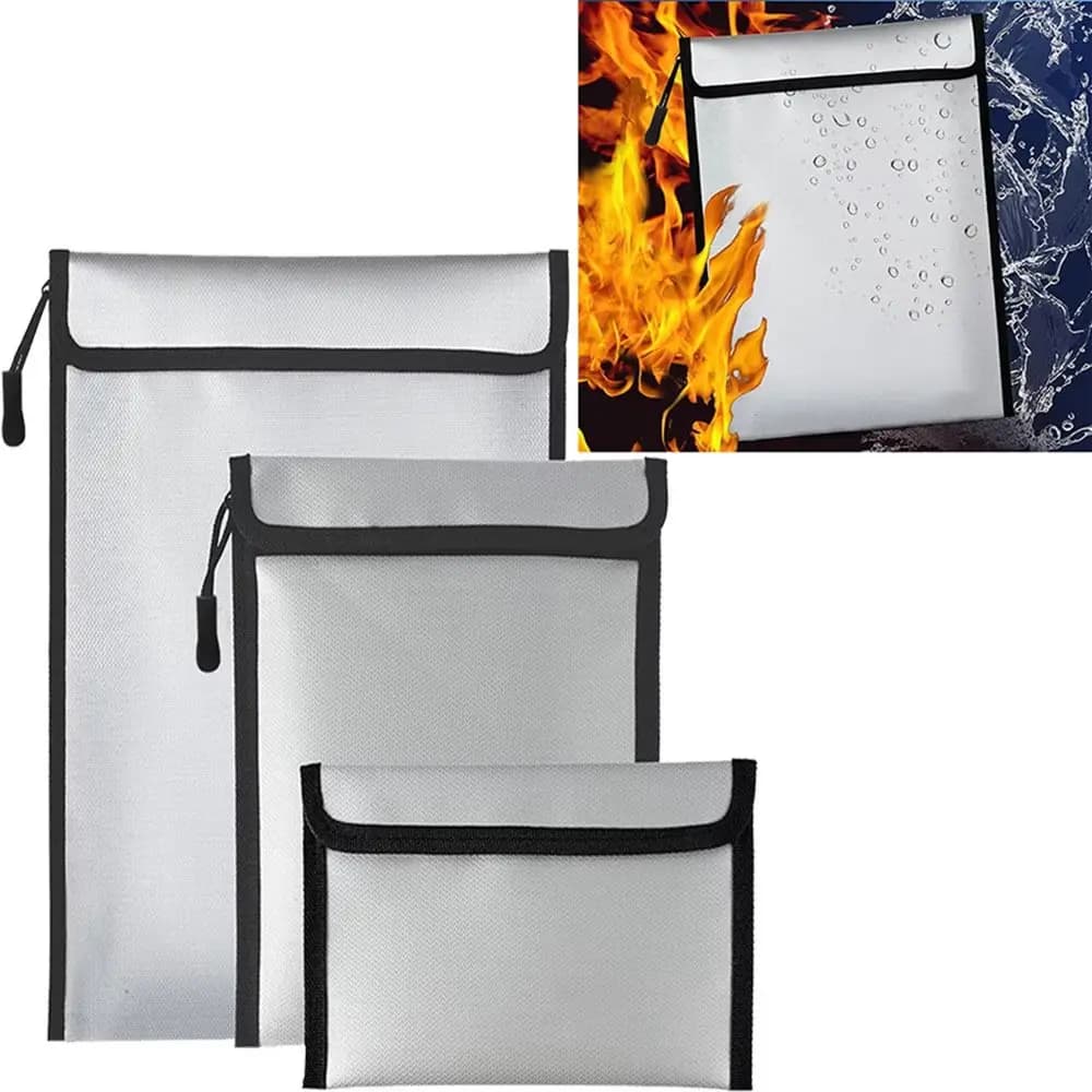 Borsa per documenti impermeabile ignifuga S/M/L Chiusura con cerniera Custodia per contanti di sicurezza Portatile resistente al calore