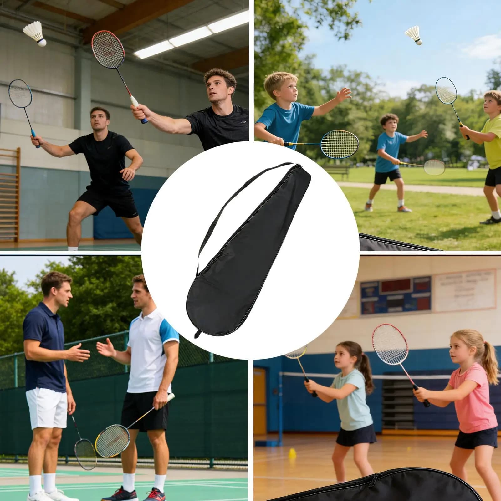 Borsa da tennis portatile, custodia per racchette, borsa per kit da badminton per uomini, donne, atleti, giovani giocatori, viaggi all'aperto, palestra, club