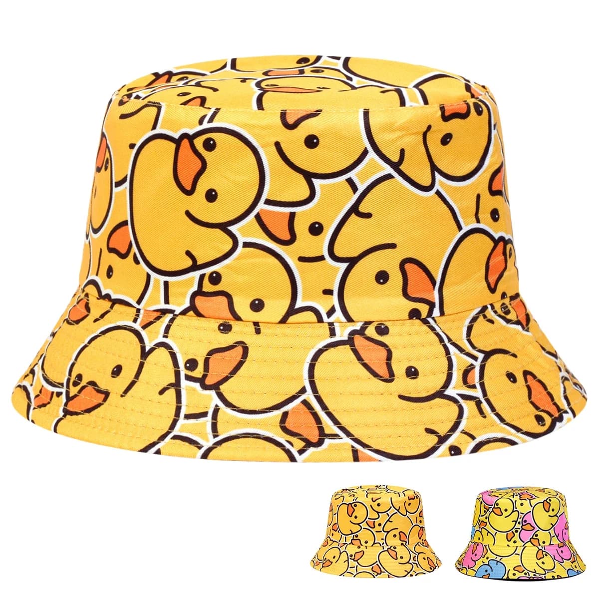 Cappello da Pescatore Unisex con Stampa Anatre, Reversibile, Personalizzato, per Esterni, Casual, con Protezione Solare