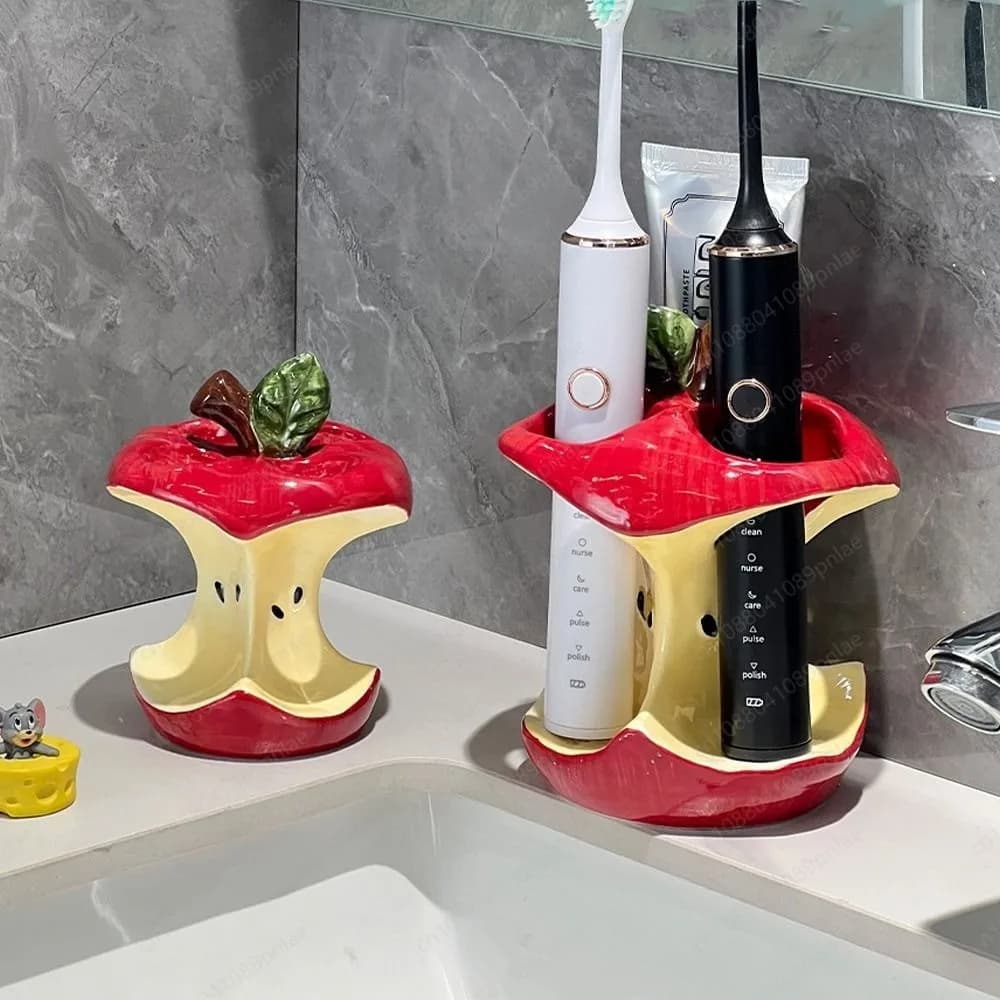 Apple Electric Toothbrush with Ceramic Base, Creative Bathroom and Toilet Holder