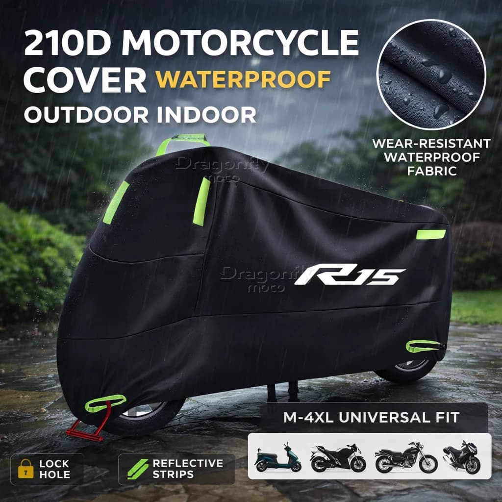 Telo Coprimoto Impermeabile per YAMAHA YZFR15 YZF-R15 R15 V3 V3.0, Protezione UV per Scooter da Esterno con Dettagli Riflettenti