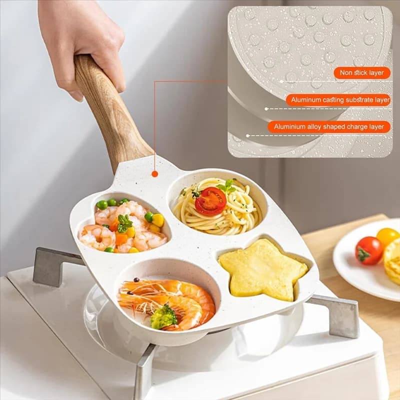 RALCA-Padella anti-stick for eggs, multi-forma breakfast pan, pan with detachable handle for stove, nice pancake pan for families