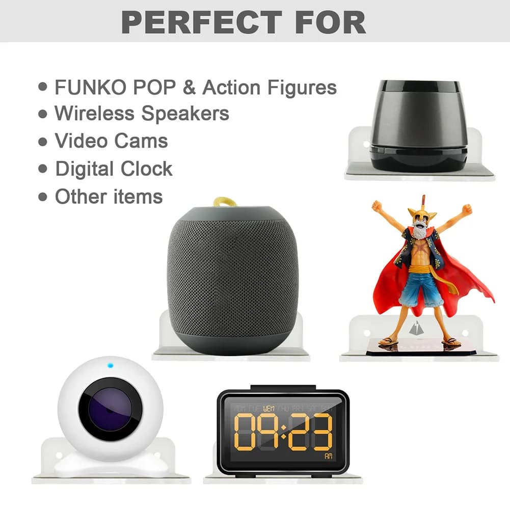 Acrylic Speaker Shelf Multifunctional Portable Speaker Wall Shelf Stand for Webcam Cell Phones Router for Logitech UE Wonderboom