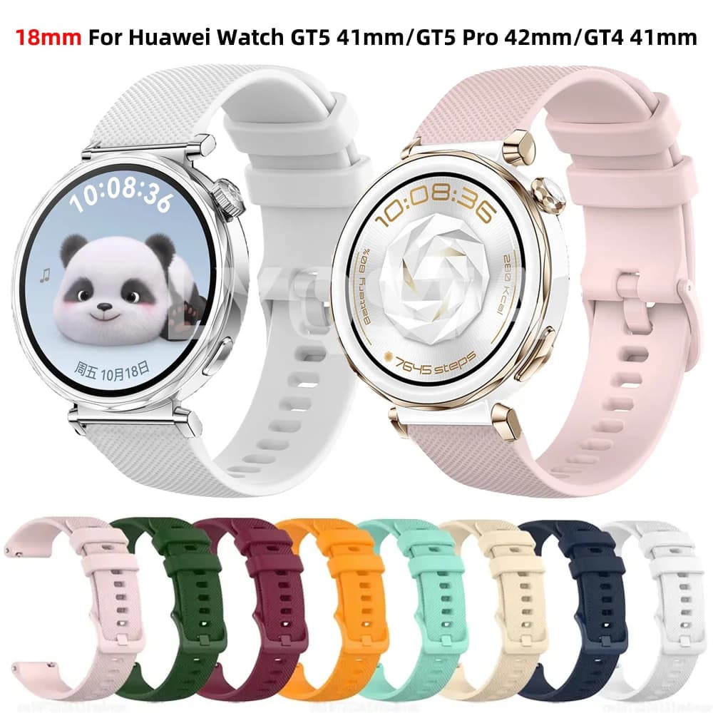 New18mm cinturino in silicone per Huawei Watch GT 5 GT5 Pro 42mm GT4 GT 4 41mm cinturino di ricambio per cinturino da donna
