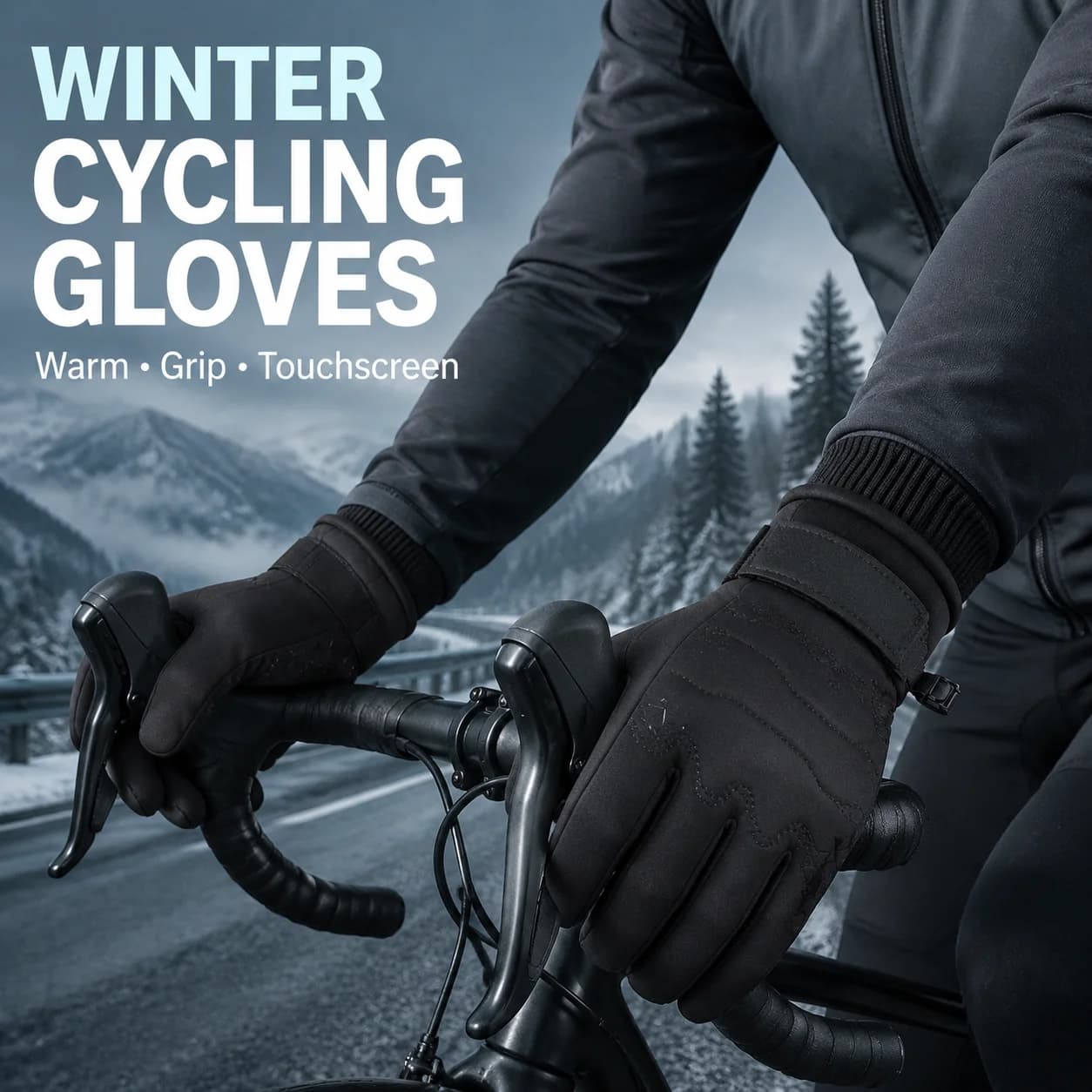 Winter Cycling Gloves Men Women Thermal Touchscreen Windproof Water Resistant Anti Slip Bike Gloves for Running Skiing