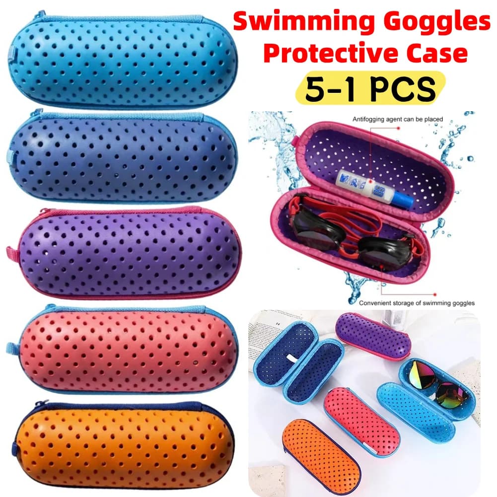 Swimming Goggle Case Protective Swim Glass Box with Clips and Exhaust Holes Protective Goggle Case Breathable for Men Women Children