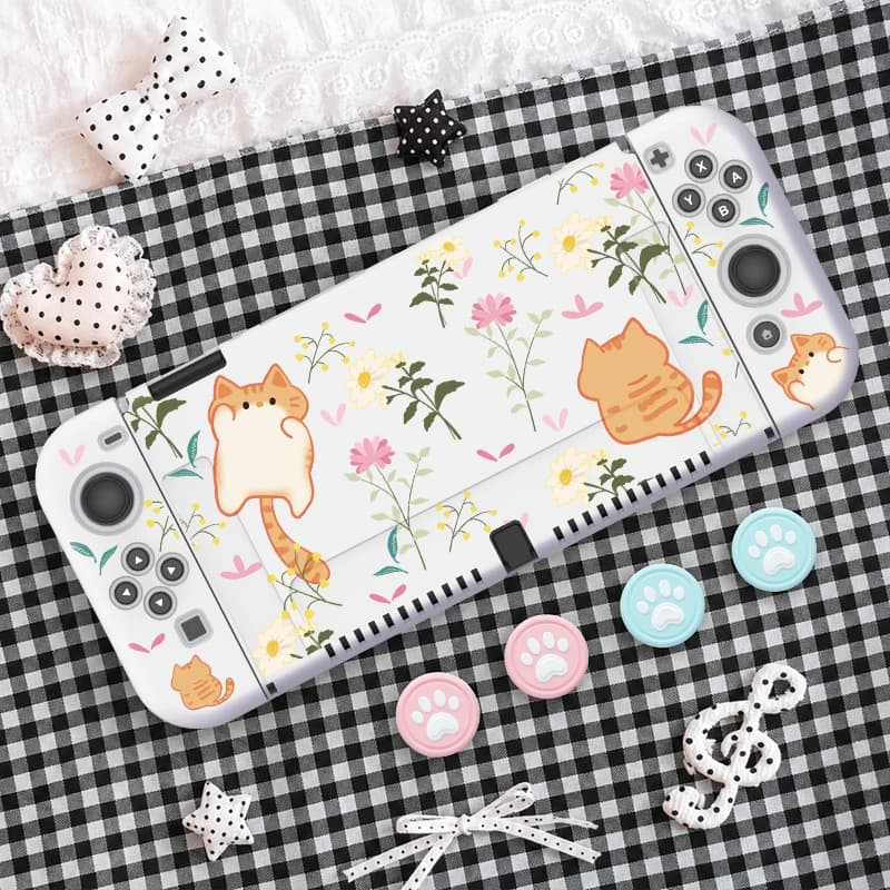 For Switch Switch OLED Protective Case Cover, TPU Soft Shell, Detachable, Full Protection, Bonus 4 Thumb Grips, Dustproof, Slim