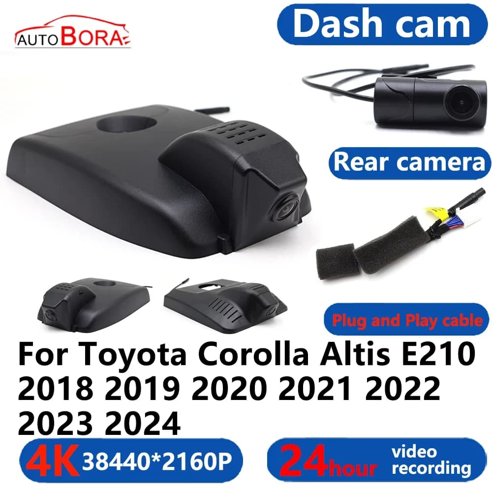 AutoBora 4K Wifi 3840*2160 Car DVR Dash Cam Camera 24H Videos for Toyota Corolla Altis E210 2018 2020 2021 2022 2023 2024