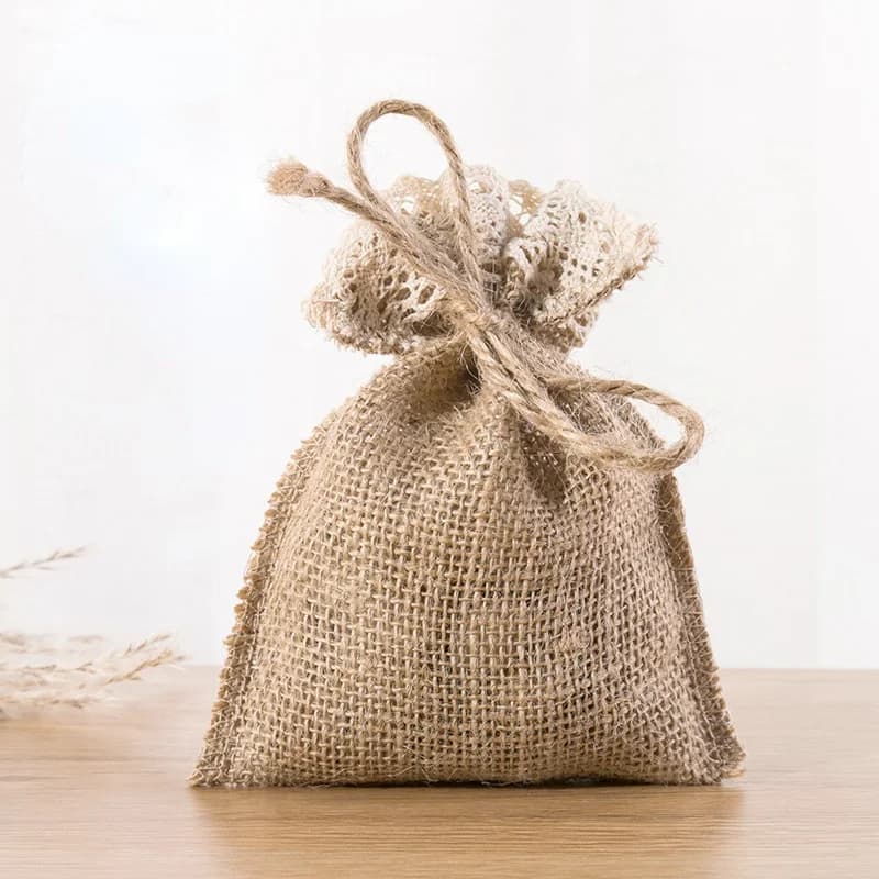 5pc 10x15cm sacchetti di pizzo di iuta Vintage gioielli profumo sacchetto di bustina di fiori secchi sacchetto di imballaggio regalo sacchetto di caramelle festa di nozze di natale