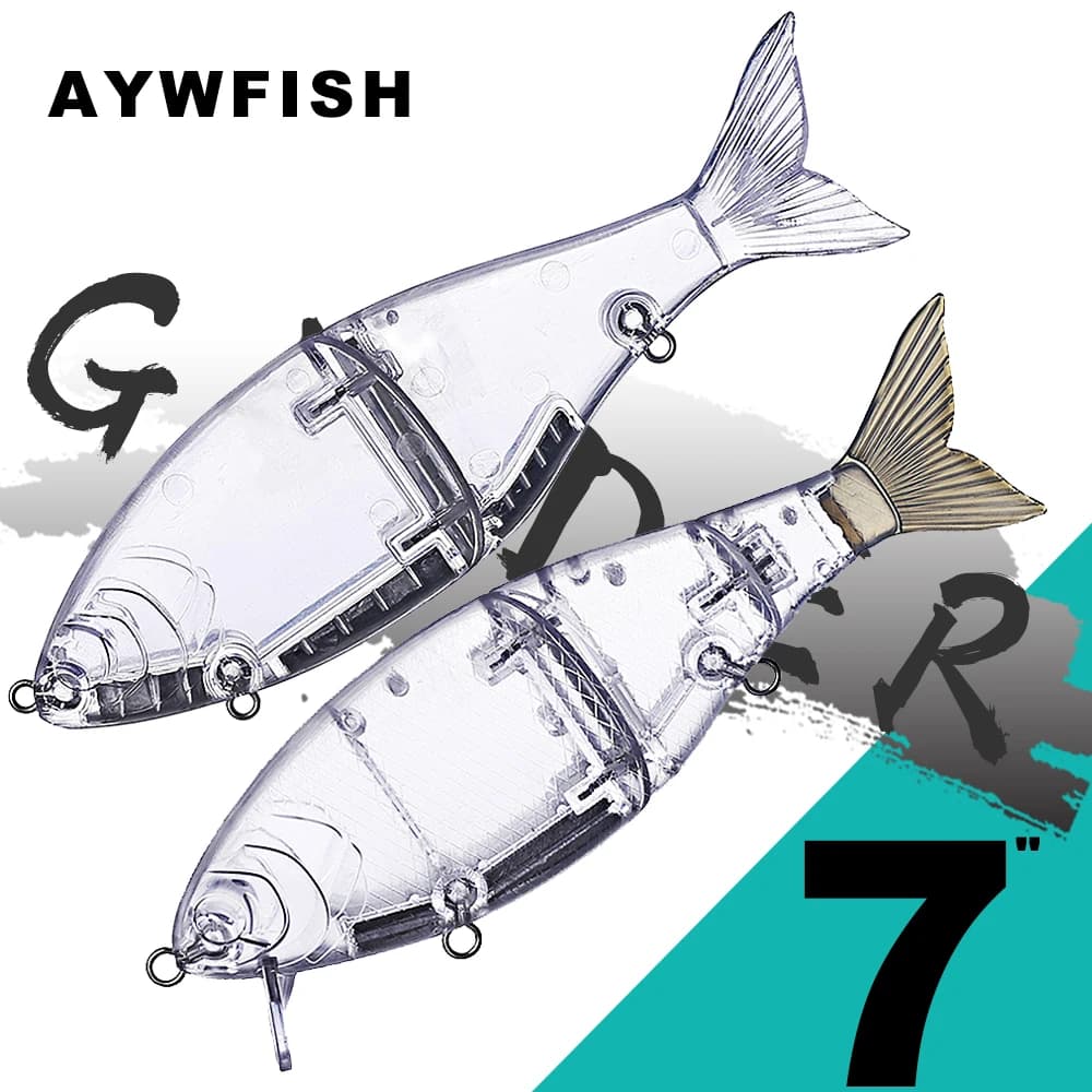 AYWFISH 1PCS Non Verniciato Aliante Swimbait FAI DA TE Wake Bait Esca Dura Artificiale Multi Snodato Esche Da Pesca Slider Spazi Vuoti 60G / 77G