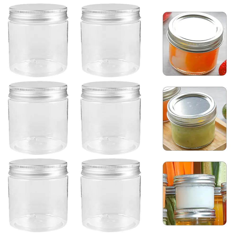Mini Barattoli Trasparenti Stile Mason con Coperchio in Alluminio per Conservazione e Sigillatura di Marmellata, Miele, Spezie