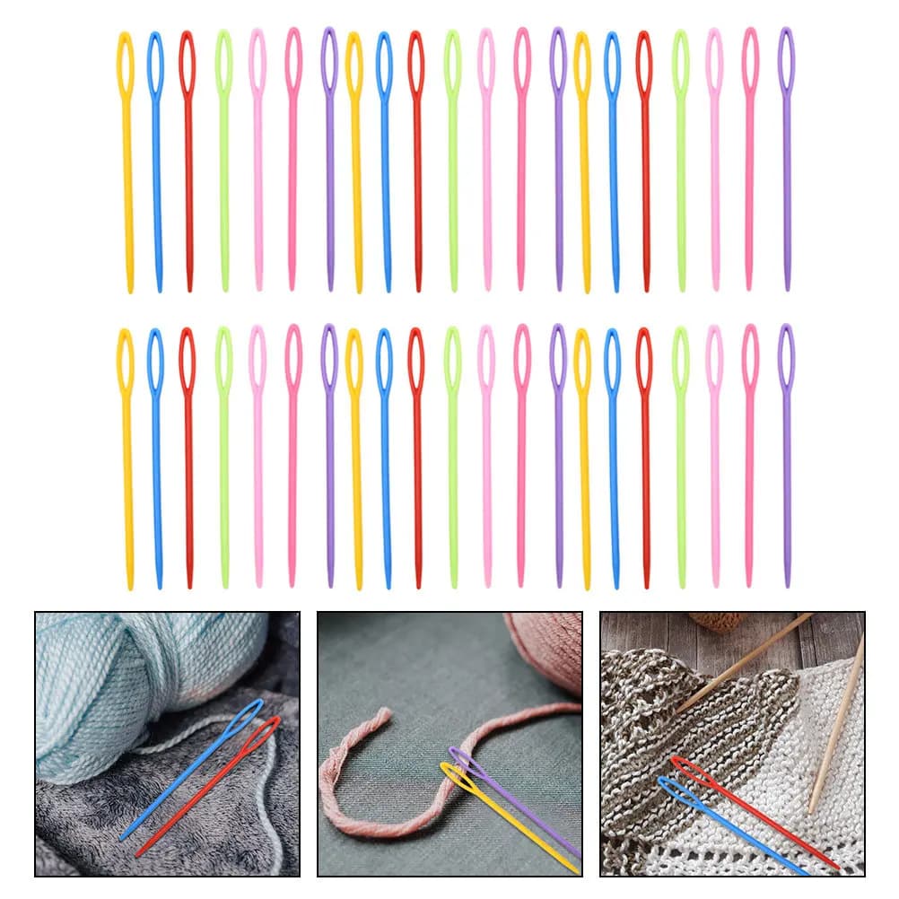 1000 Pezzi Aghi da Maglia in Plastica di Sicurezza, Aghi per Cucito a Mano, Aghi per Filato, Aghi per Bambini, Forniture per Lavori a Maglia Fai da Te