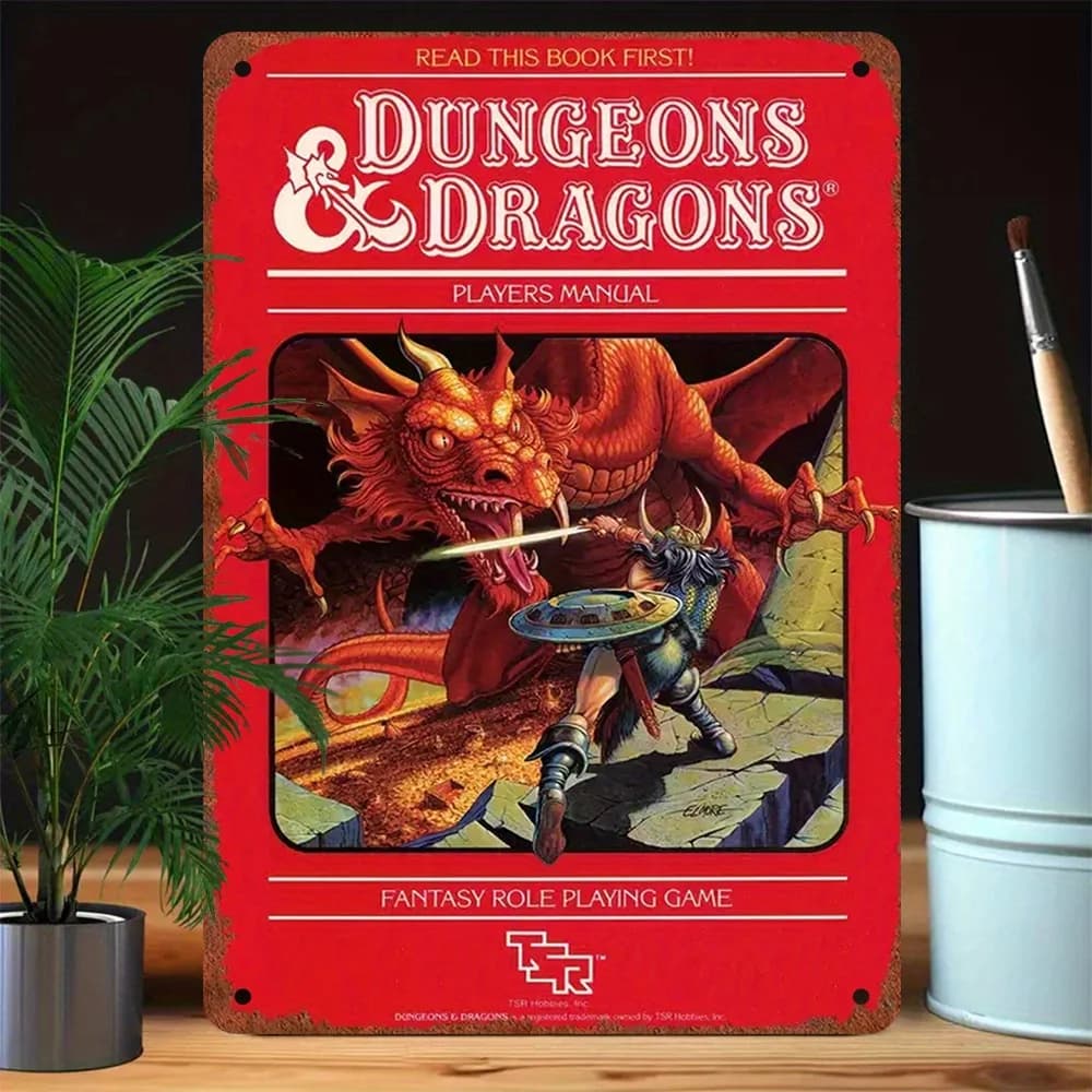 Targa da parete in alluminio vintage Dungeons & Dragons -, arredamento fantasy per giochi di ruolo per bar, garage, casa, caffetteria, ristorante, Fa