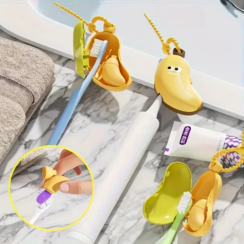 2-in-1 Banana Toothbrush Holder Dustproof Toothpaste Box MIni Toothbrush Protective Cap Portable Travel Storage Home