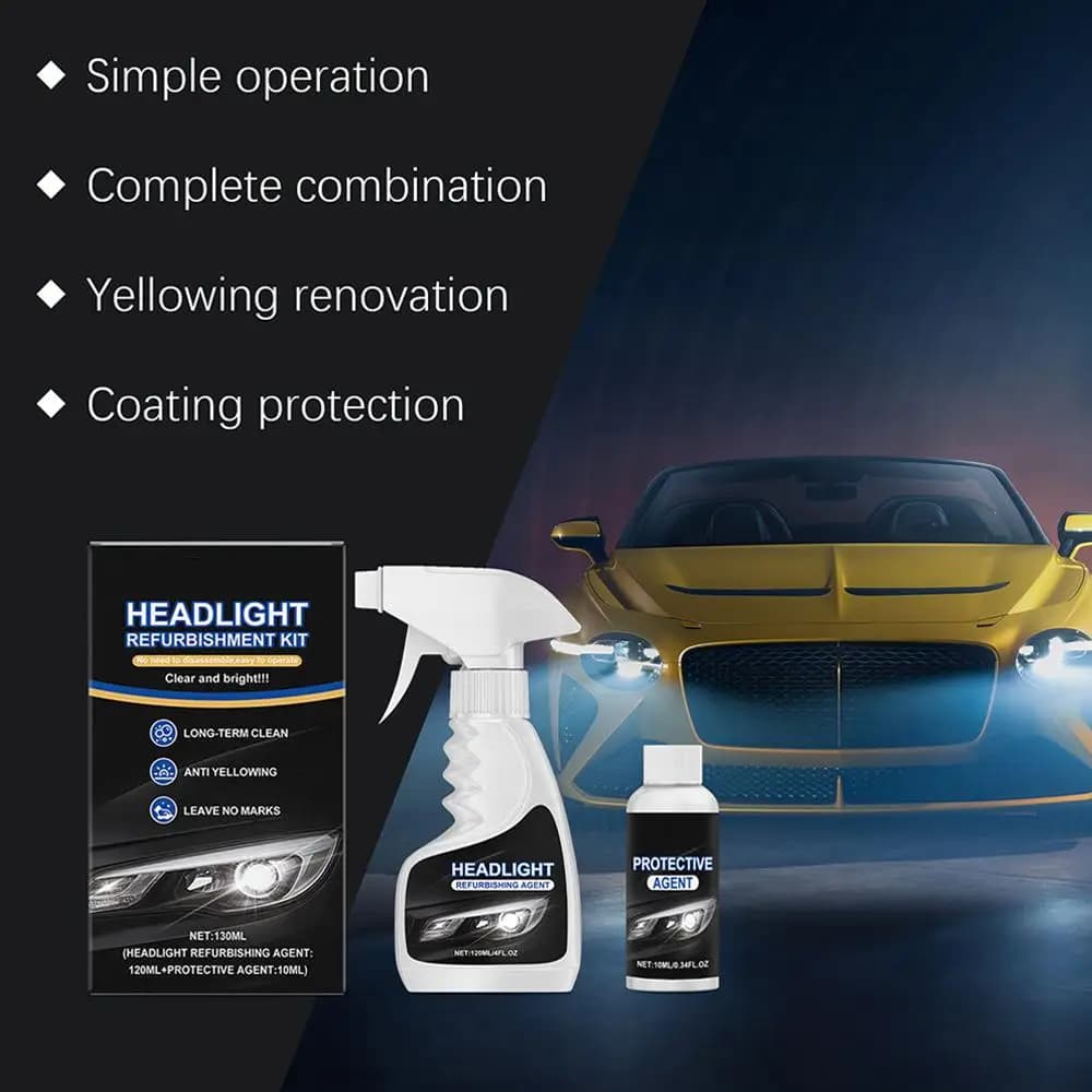 Kit di Restauro Fari, Liquido Riparatore Graffi Fari con Protezione UV, Agente Lucidante ad Alta Lucentezza per Rimozione Graffi